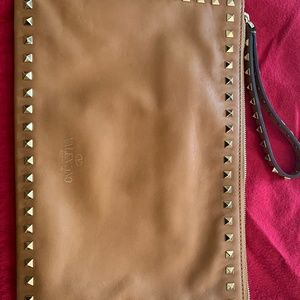 Valentino Caramel Rock Stud Clutch